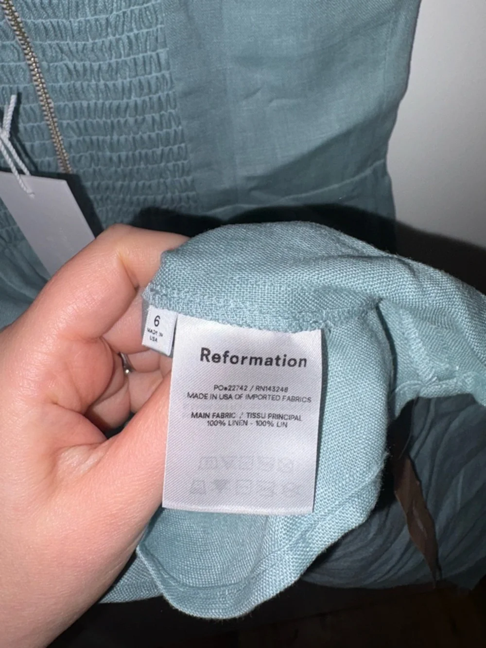 Reformation Brie Linen Dress Turqouise - Picture 9 of 9